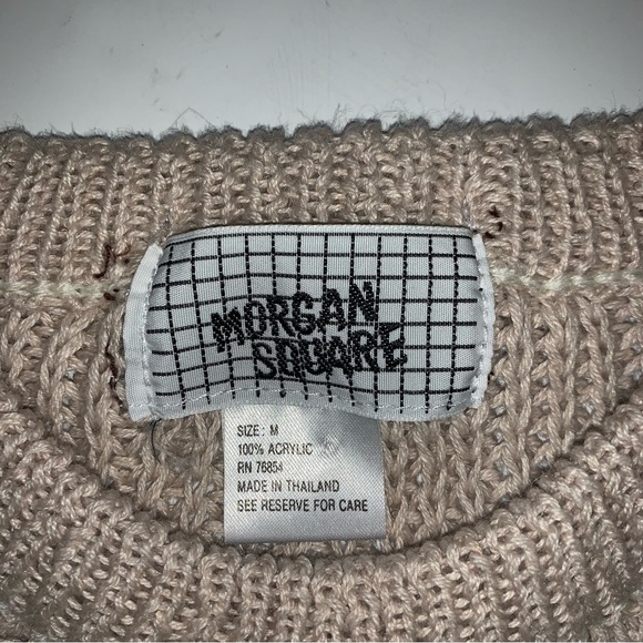 v i n t a g e :: Slouchy Ribbed Knit Natural Striped Knit Sweater - Picture 6 of 9